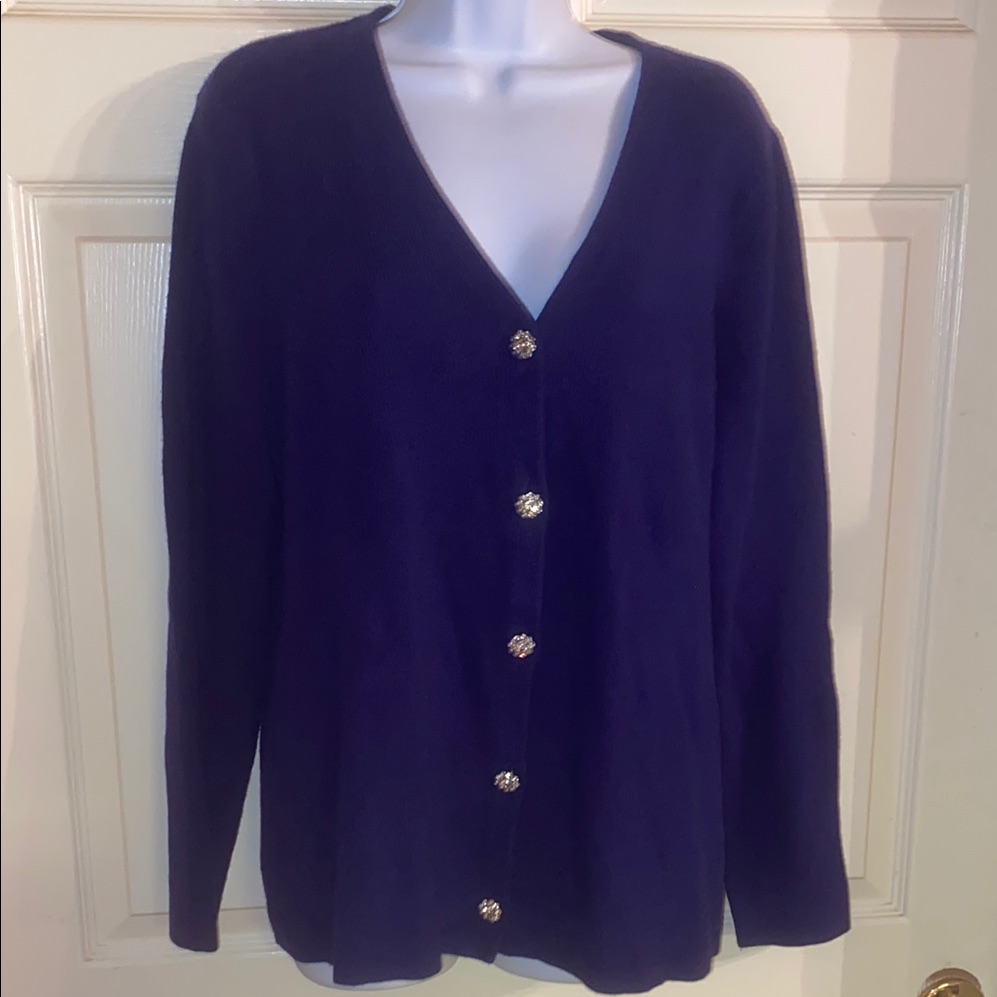 J. Jill Rich Royal Blue Button-Up Cardigan